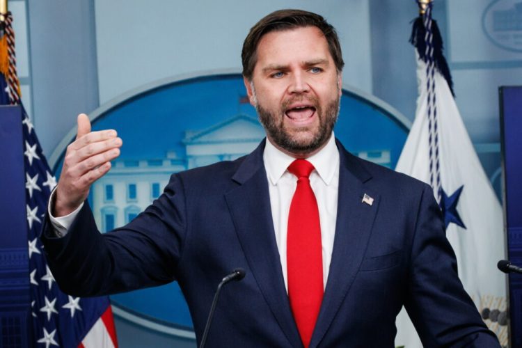 epa12421259 US Vice President JD Vance speaks during a press briefing in the James S. Brady Press Briefing Room at the White House in Washington, DC, USA, 01 October 2025.  EPA/SAMUEL CORUM / POOL