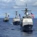 070814-N-8157C-122
PACIFIC OCEAN, (Aug. 14, 2007) - USS Antietam (CG 54) (right), USS Preble (DDG 88) (center) and USS O'Kane (DDG 77), transit in formation during a joint photo exercise (PHOTOEX) concluding Valiant Shield 2007. The PHOTOEX featured 15 ships and 17 aircraft from Air Force, Navy, and Marine Corps including a B-52 bomber. The John C. Stennis, Kitty Hawk and Nimitz Carrier Strike Groups were participating in Valiant Shield 2007, the largest joint exercise in recent history.  Held in the Guam operating area, the exercise includes 30 ships, more than 280 aircraft and more than 20,000 service members from the Navy, Air Force, Marine Corps, and Coast Guard. U.S. Navy photo by Mass Communication Specialist 1st Class Denny Cantrell (RELEASED)