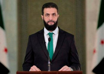 Syria's President Ahmed al-Sharaa delivers a speech at the Presidential Palace in Damascus, Syria in this undated handout image released on January 30, 2025. Syrian Presidency/Handout via REUTERS ATTENTION EDITORS - THIS IMAGE WAS PROVIDED BY A THIRD PARTY. NO RESALES. NO ARCHIVES. BEST QUALITY AVAILABLE.      TPX IMAGES OF THE DAY