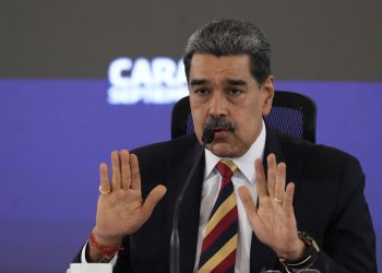 President Nicolas Maduro gives a press conference in Caracas, Venezuela, Monday, Sept. 1, 2025. (AP Photo/Ariana Cubillos)