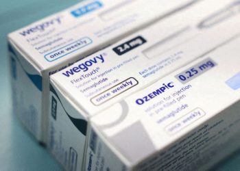 FILE PHOTO: Boxes of Ozempic and Wegovy made by Novo Nordisk are seen at a pharmacy in London, Britain March 8, 2024. REUTERS/Hollie Adams/File Photo