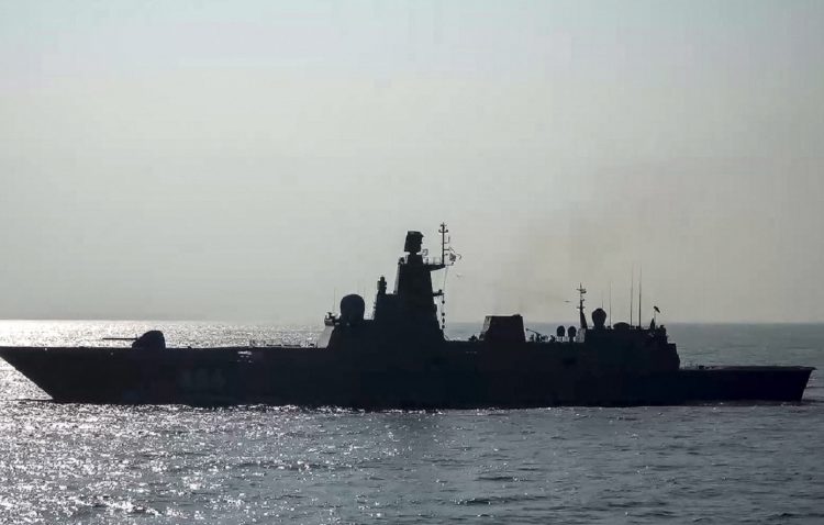 In this image taken from video provided by Russian Defense Ministry Press Service and released on Tuesday, Sept. 10, 2024, Russian Navy frigate Admiral Golovko of the Russian Northern Fleet prepares to launch a long-range Kalibr cruise missile during of the large scale naval exercise as the Ocean-2024 drills. (Russian Defense Ministry Press Service via AP)