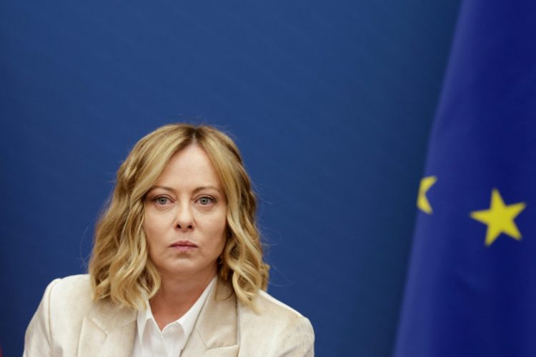 Italy's Prime Minister Giorgia Meloni looks on during her end-of-year press conference in Rome, Italy, January 9, 2025. REUTERS/Remo Casilli