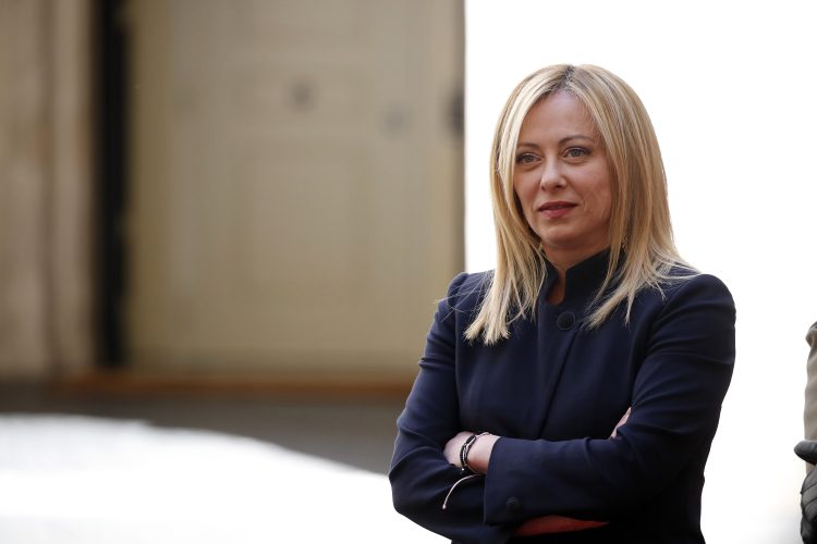 The Prime Minister, Giorgia Meloni, attends the Prime Minister of the Kingdom of Denmark, Mette Frederiksen, at Palazzo Chigi. Rome (Italy), April 21st, 2023. (Credit Image: © Massimo Di Vita/Mondadori Portfolio via ZUMA Press