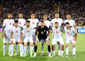 epa12168825 Players of Iran pose for a team picture during the FIFA World Cup 2026 qualification match between Iran and North Korea in Tehran, Iran, 10 June 2025.  EPA/ABEDIN TAHERKENAREH