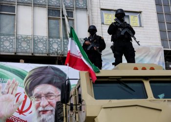 Members of Iranian security forces stand guard during a gathering to support Iran's new supreme leader Mojtaba Khamenei, amid the U.S.-Israeli conflict with Iran, in Tehran, Iran, March 9, 2026. Majid Asgaripour/WANA (West Asia News Agency) via REUTERS ATTENTION EDITORS - THIS PICTURE WAS PROVIDED BY A THIRD PARTY